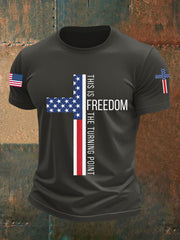 Men's This Is The Turning Point Falg Cross Short-sleeved T-shirt