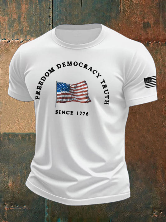 Men's Freedom Printed imitation cotton short-sleeved T-shirt