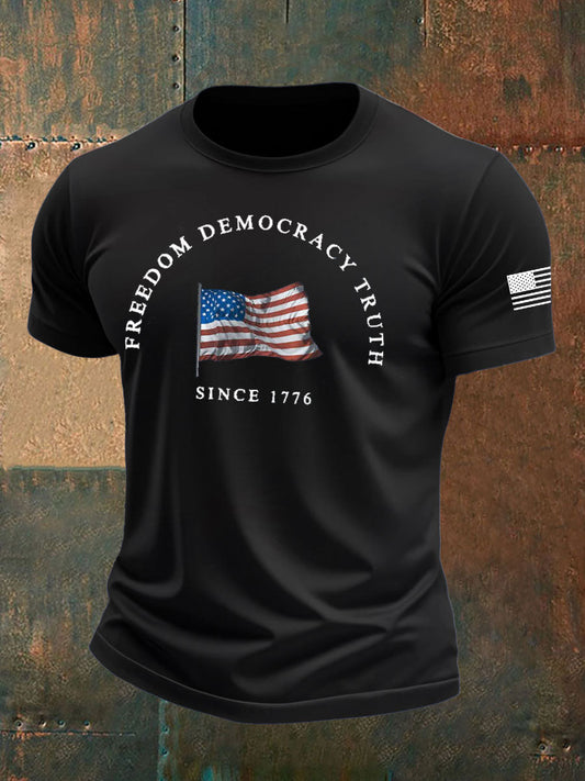 Men's Freedom Printed imitation cotton short-sleeved T-shirt