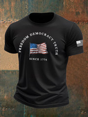 Men's Freedom Printed imitation cotton short-sleeved T-shirt