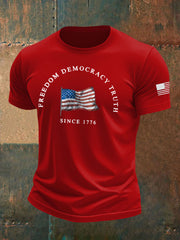 Men's Freedom Printed imitation cotton short-sleeved T-shirt