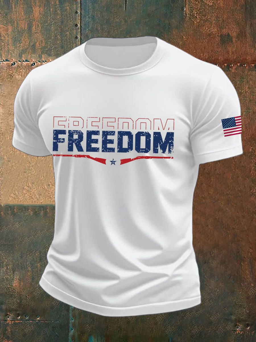 Men's Freedom Printed imitation cotton short-sleeved T-shirt