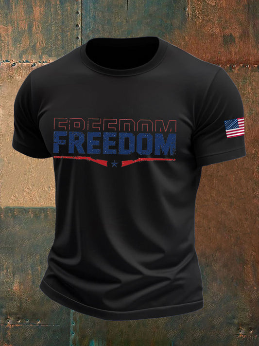 Men's Freedom Printed imitation cotton short-sleeved T-shirt