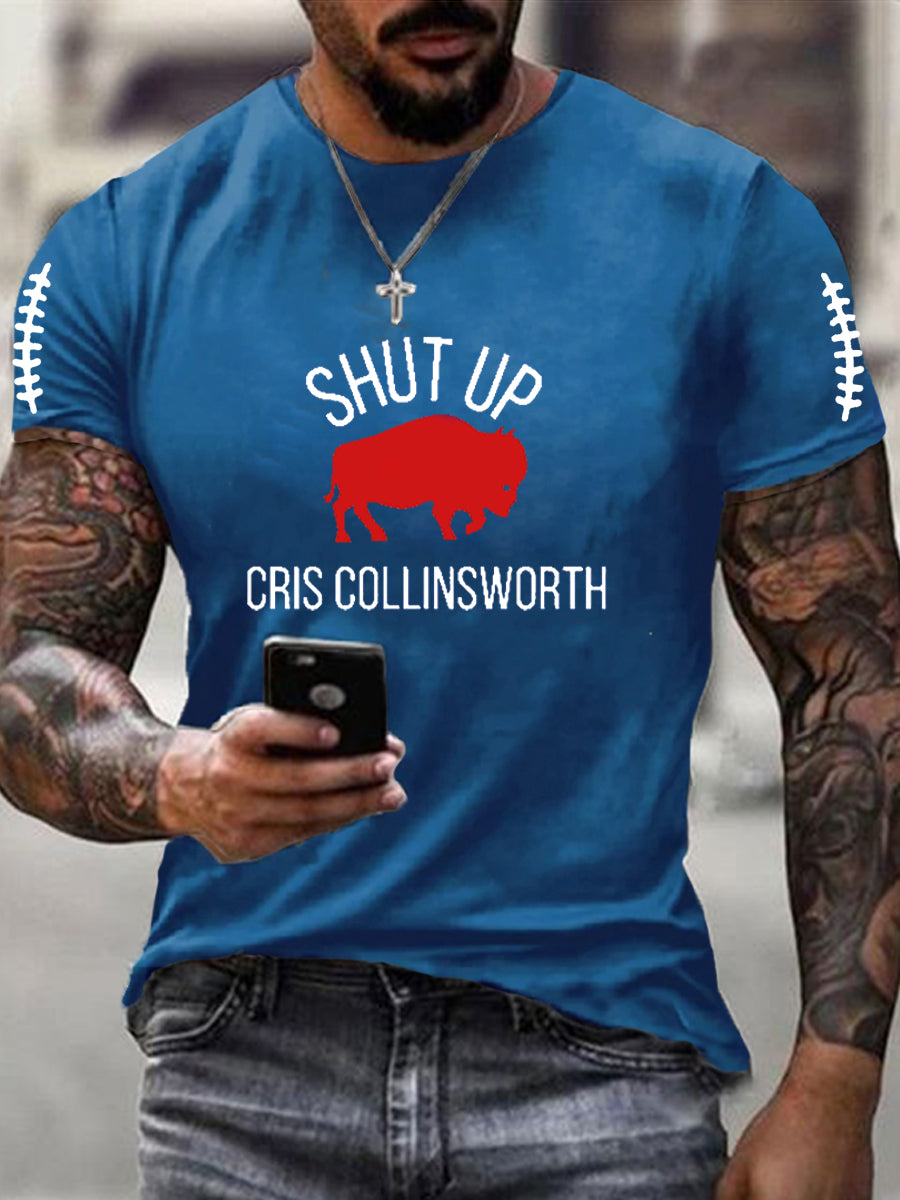 Men's Go Buffalo Football Fans Lovers Gameday Casual Short Sleeve T-shirt