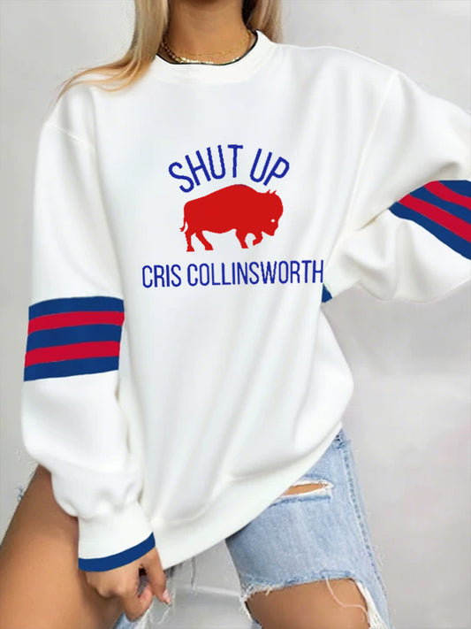 Women's Go Buffalo Football Fans Lovers Gameday Casual  Sweatshirt