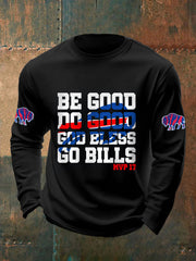 Men's Be Good Do Good God Bless Go Bills Football Fans Gameday Casual Long-Sleeve T-shirt