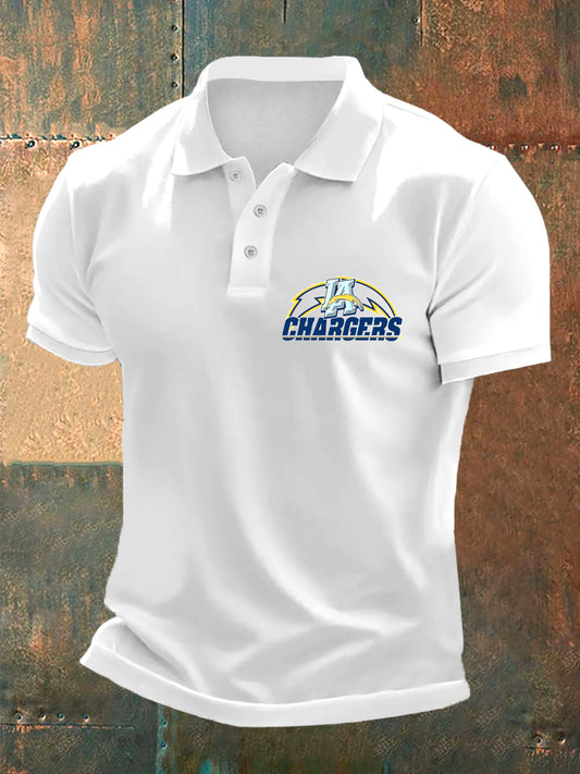 Men's Los Angeles Chargers Lapel Short Sleeve Shirt