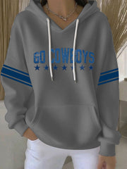 Women's Football Print Casual Hoodie
