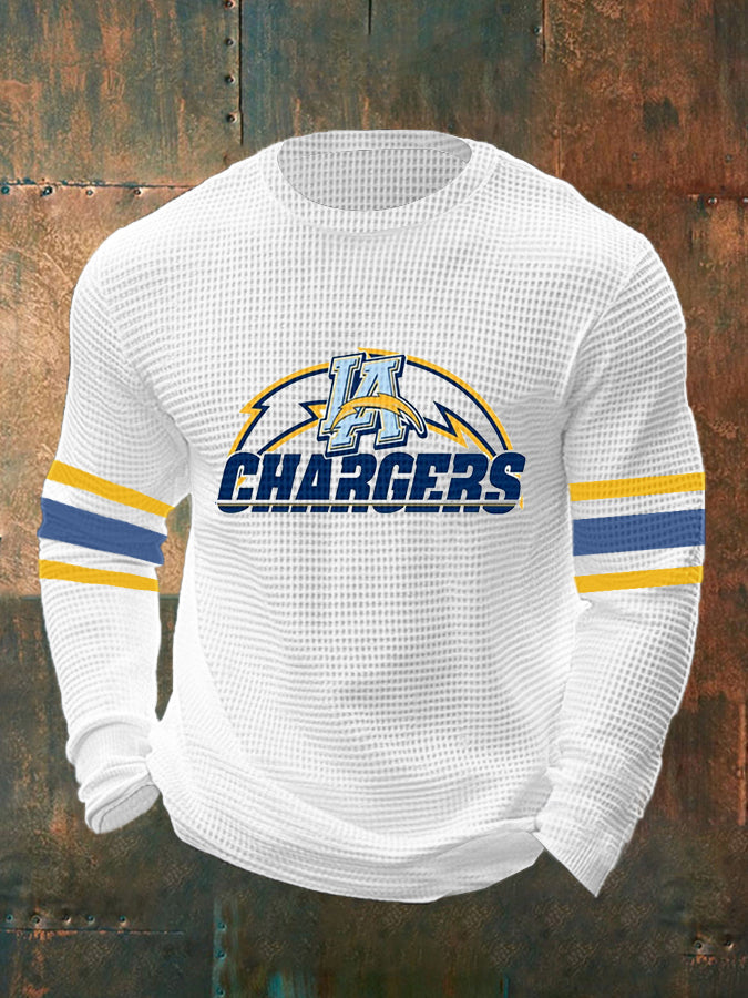 Los Angeles Chargers Men's Oversized Waffle Crew Neck Sweatshirt