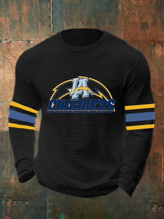Los Angeles Chargers Men's Oversized Waffle Crew Neck Sweatshirt