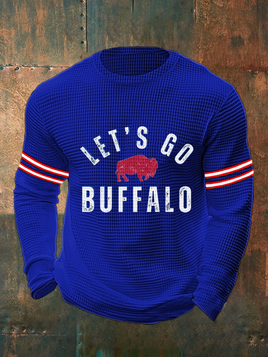 Men's Football Fans Lovers Gameday Casual Waffle Top