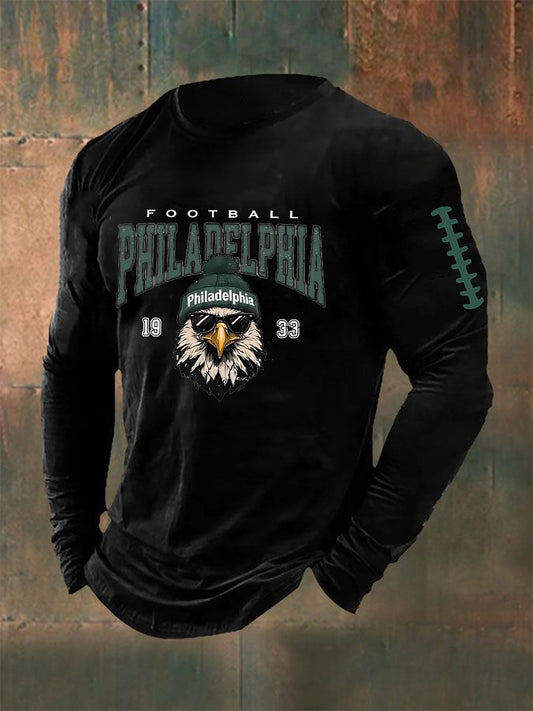 Men's Football Fans Lovers Gameday Casual Long Sleeve T-shirt