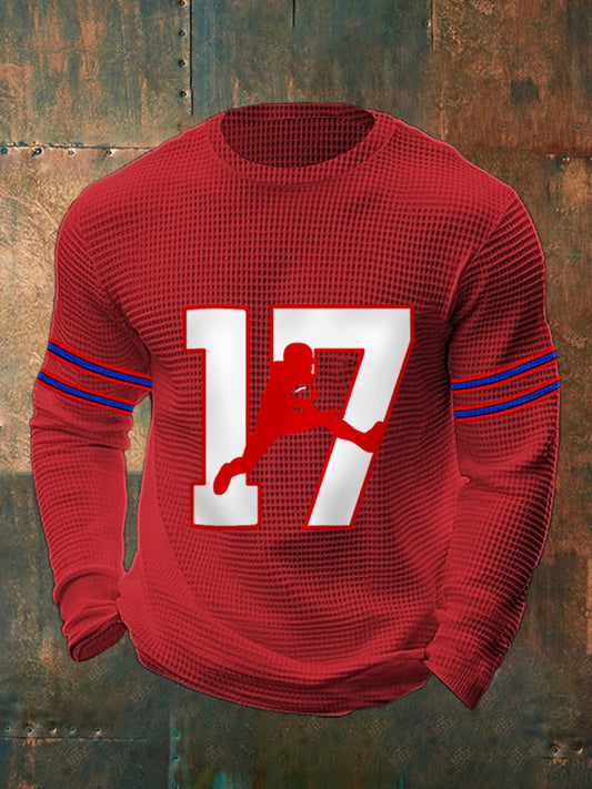 Men's Football Fans Lovers Gameday Casual Waffle Top