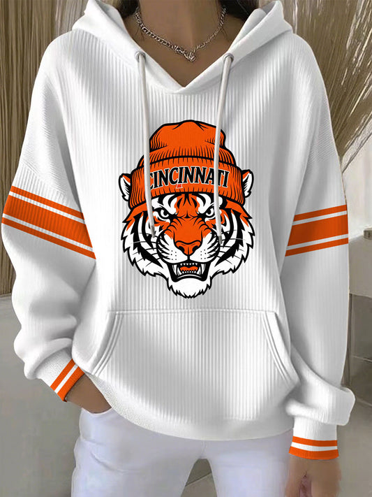 Women's Football Print Casual Hoodie