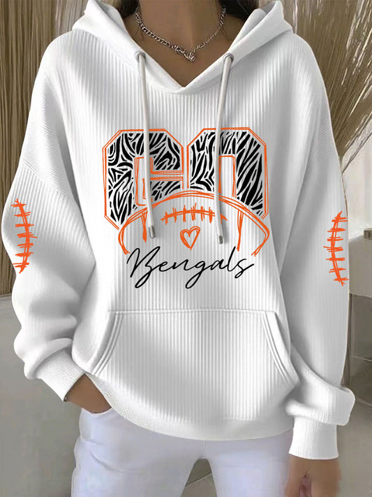 Women's Football Print Casual Hoodie
