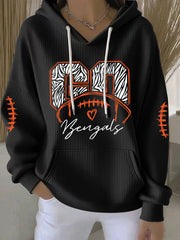 Women's Football Print Casual Hoodie