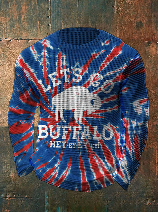 Men's Buffalo Football Lover Printed Waffle  T-Shirt