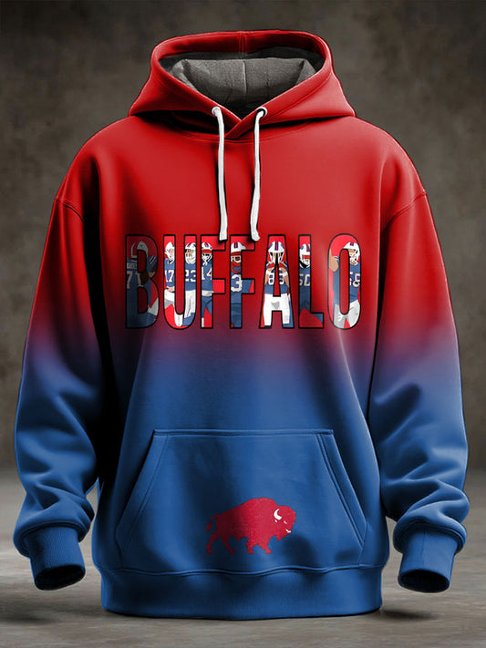 Men's Buffalo Football Lover Printed Hoodie