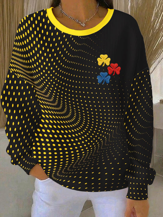 Women's Pittsburgh Steelers Red, Yellow, and Blue Shamrock Crew Neck Oversized Sweatshirt