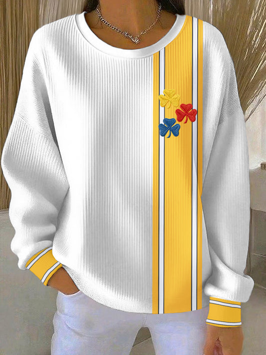 Women's Pittsburgh Steelers Red, Yellow, and Blue Shamrock Crew Neck Oversized Sweatshirt