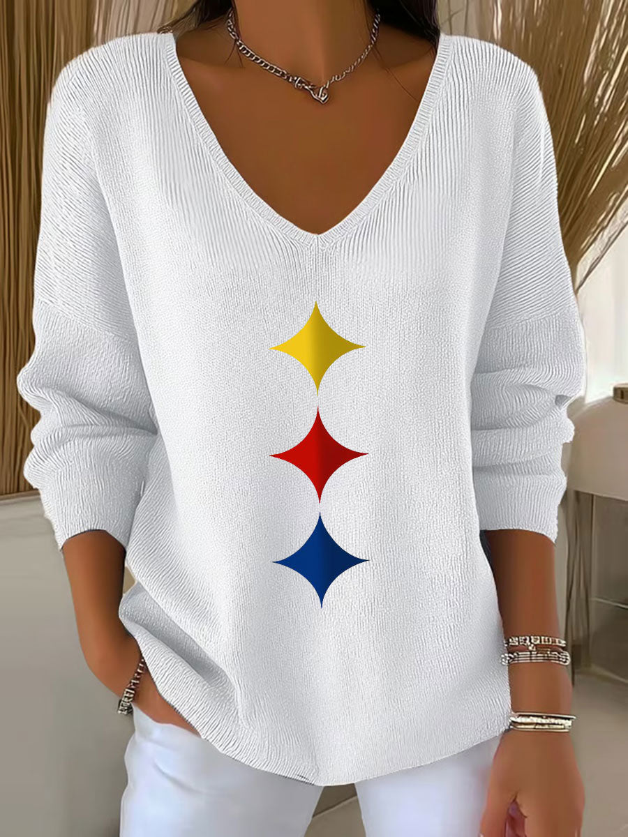 Women's American football V-neck long-sleeved top