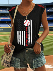 Women's Baseball Inspired Flag Print Tank Top