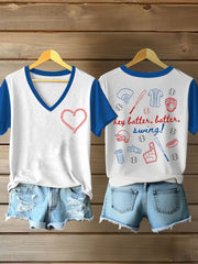 Women's baseball V-neck T-shirts