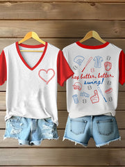 Women's baseball V-neck T-shirts