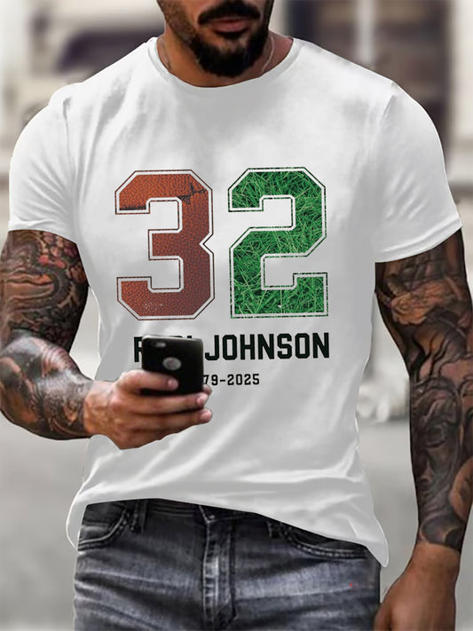 Men's Rudi Johnson Tribute Memorial Football Print short-sleeved T-shirt
