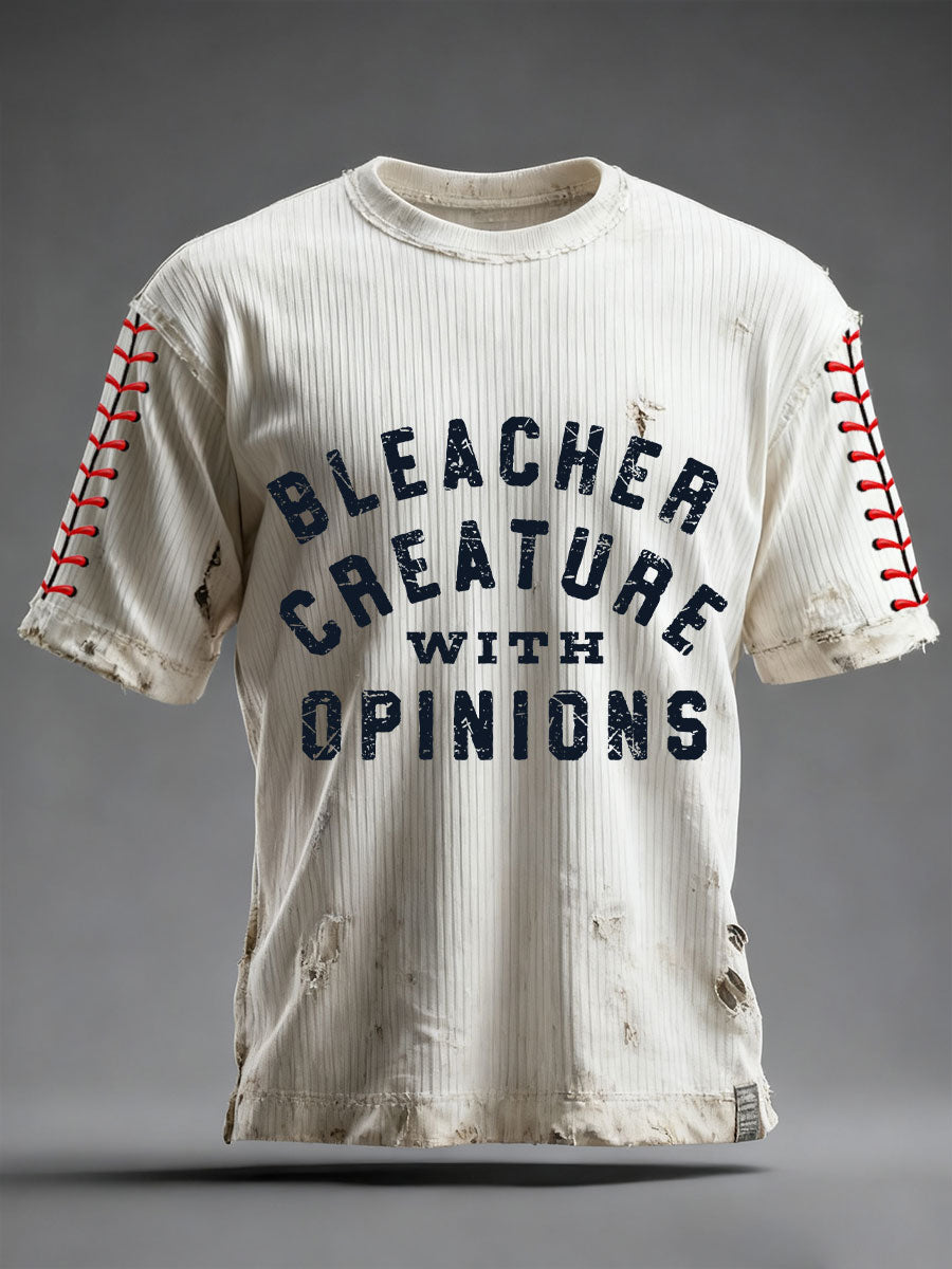 Men's bleacher creature with opinions baseball T-shirts