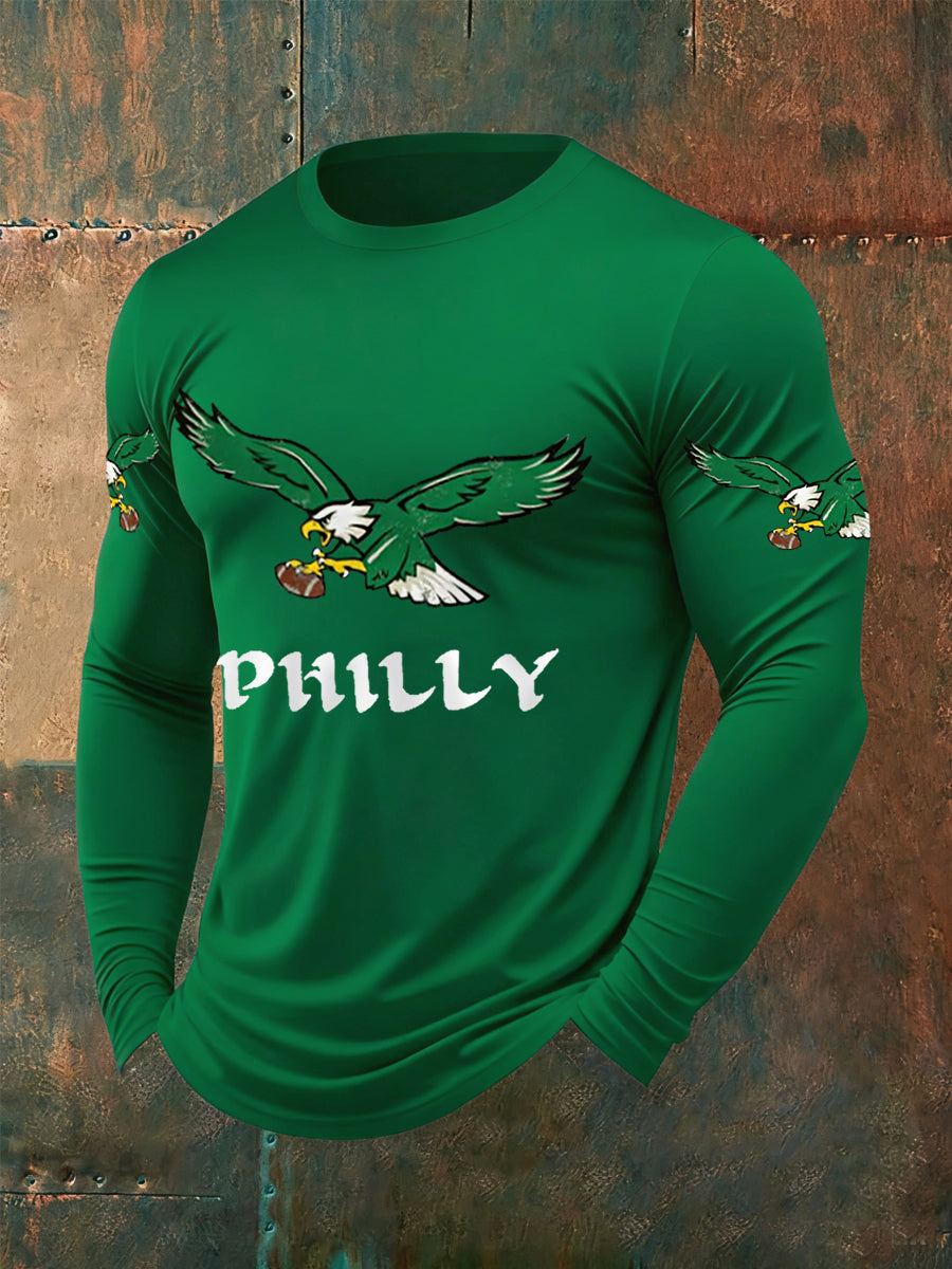 Men's Philly Football Fans Lovers Gameday Casual Long-Sleeve T-Shirt