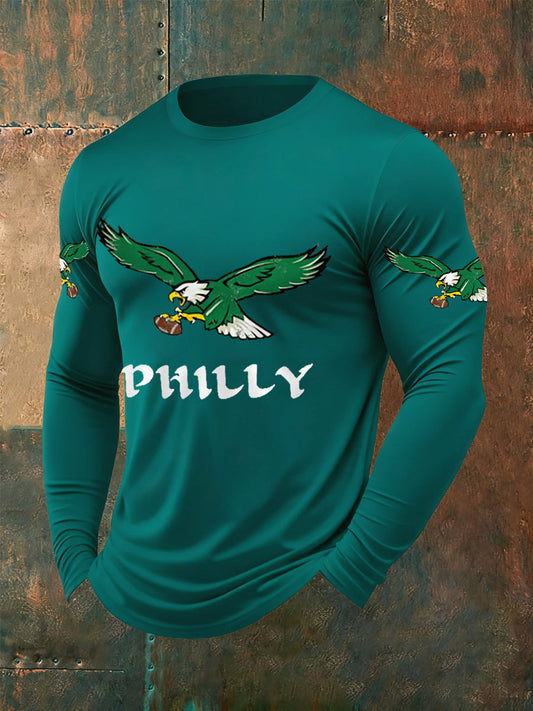 Men's Philly Football Fans Lovers Gameday Casual Long-Sleeve T-Shirt