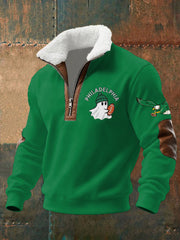 Men's Football Fans Lovers Gameday Casual Fur Collar Zipper Pullover