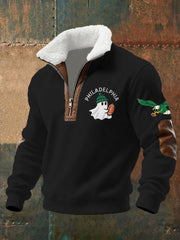Men's Football Fans Lovers Gameday Casual Fur Collar Zipper Pullover