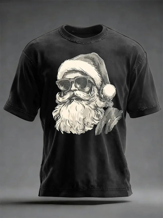 Men's Funny Christmas Santa Claus Print Casual T-shirt