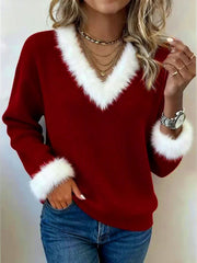 Women's Casual Christmas Color-Block Top