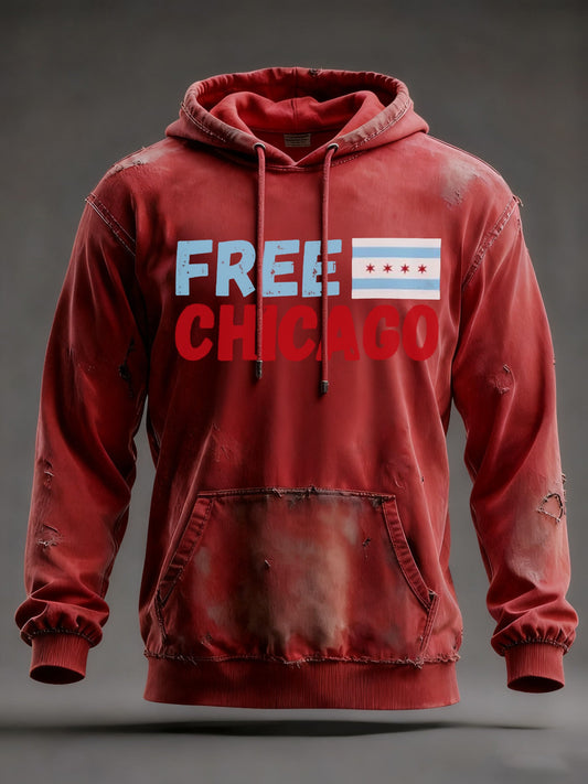 Men's  Free Chicago Printed Hoodie