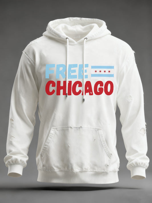 Men's  Free Chicago Printed Hoodie