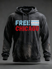 Men's  Free Chicago Printed Hoodie