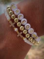 Cross & Freedom Beaded Bracelet