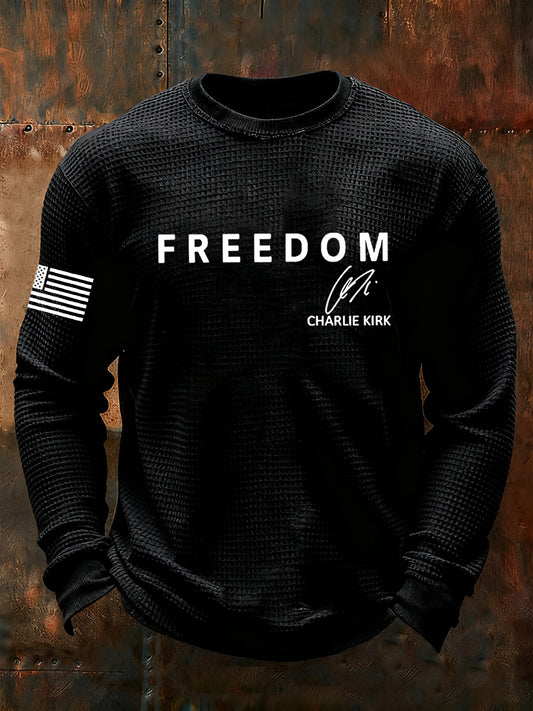 Men's Freedom Is Not Free R.I.P Charlie Kirk Waffle Long Sleeve T-Shirt