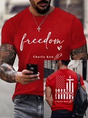 Men's Freedom Charlie Kirk USA Flag Print Tee