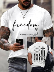 Men's Freedom Charlie Kirk USA Flag Print Tee