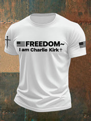 Men's Charlie Kirk Freedom Printed imitation cotton short-sleeved T-shirt