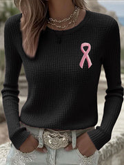 Women's Breast Cancer Awareness Pink Ribbon Long Sleeve T-Shirts