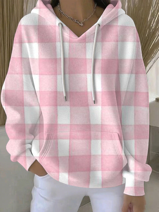 Women's Breast Cancer Pink Print Casual Hoodie