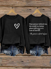 Women's Dear Person Behind Me You Are Enough Printed Sweatshirt