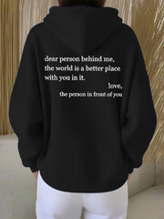 Women's Dear Person Behind Me You Are Enough Printed Hoodie