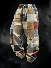 Men's Patchwork of Faith Printed  Chic Loose comfortable Pants