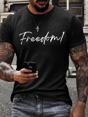 Men's Freedom Print imitation cotton short-sleeved T-shirt
